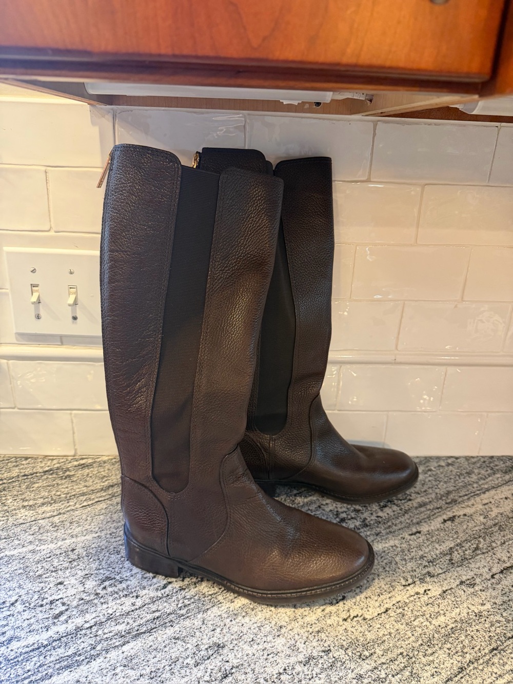 Women’s Tory Burch Christy Leather Riding Boots Brown Size 8.5 M